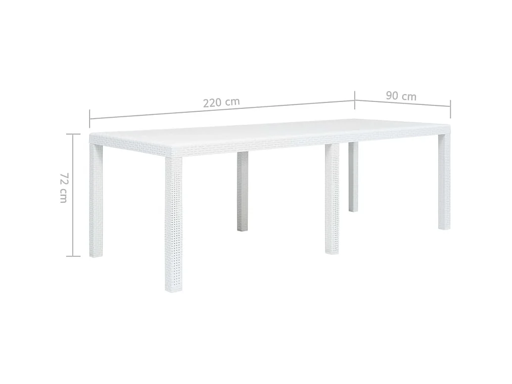 Tuintafel Wit 220x90x72 cm Kunststof Rotan look