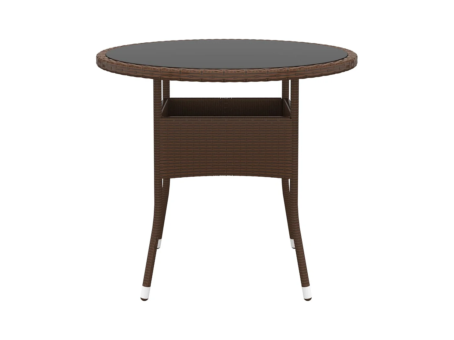 Tuintafel Ø80x75 cm Gehard glas/gevlochten hars Bruin
