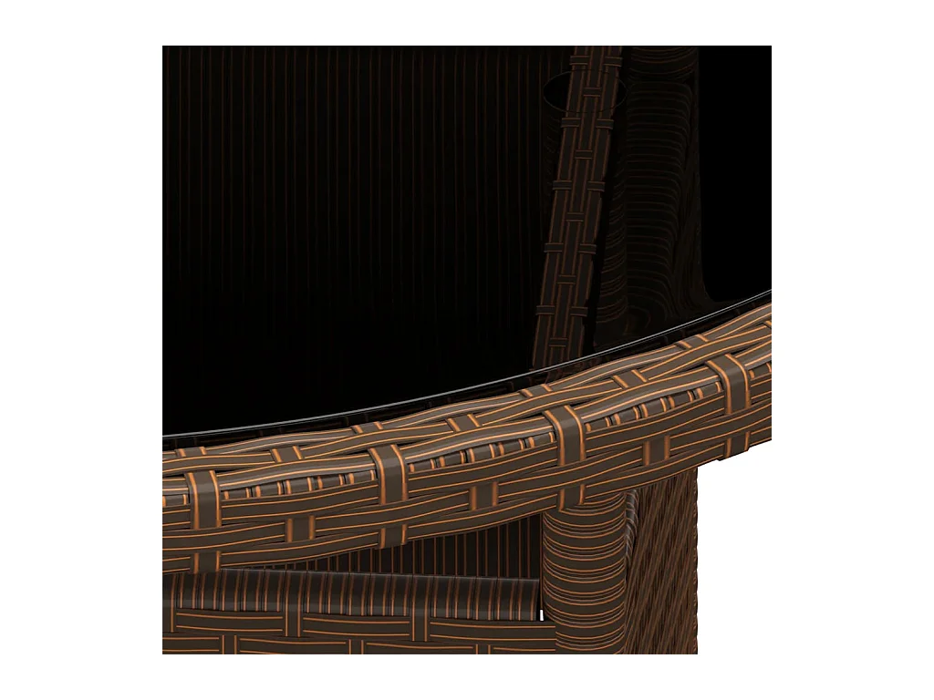 Tuintafel Ø80x75 cm Gehard glas/gevlochten hars Bruin