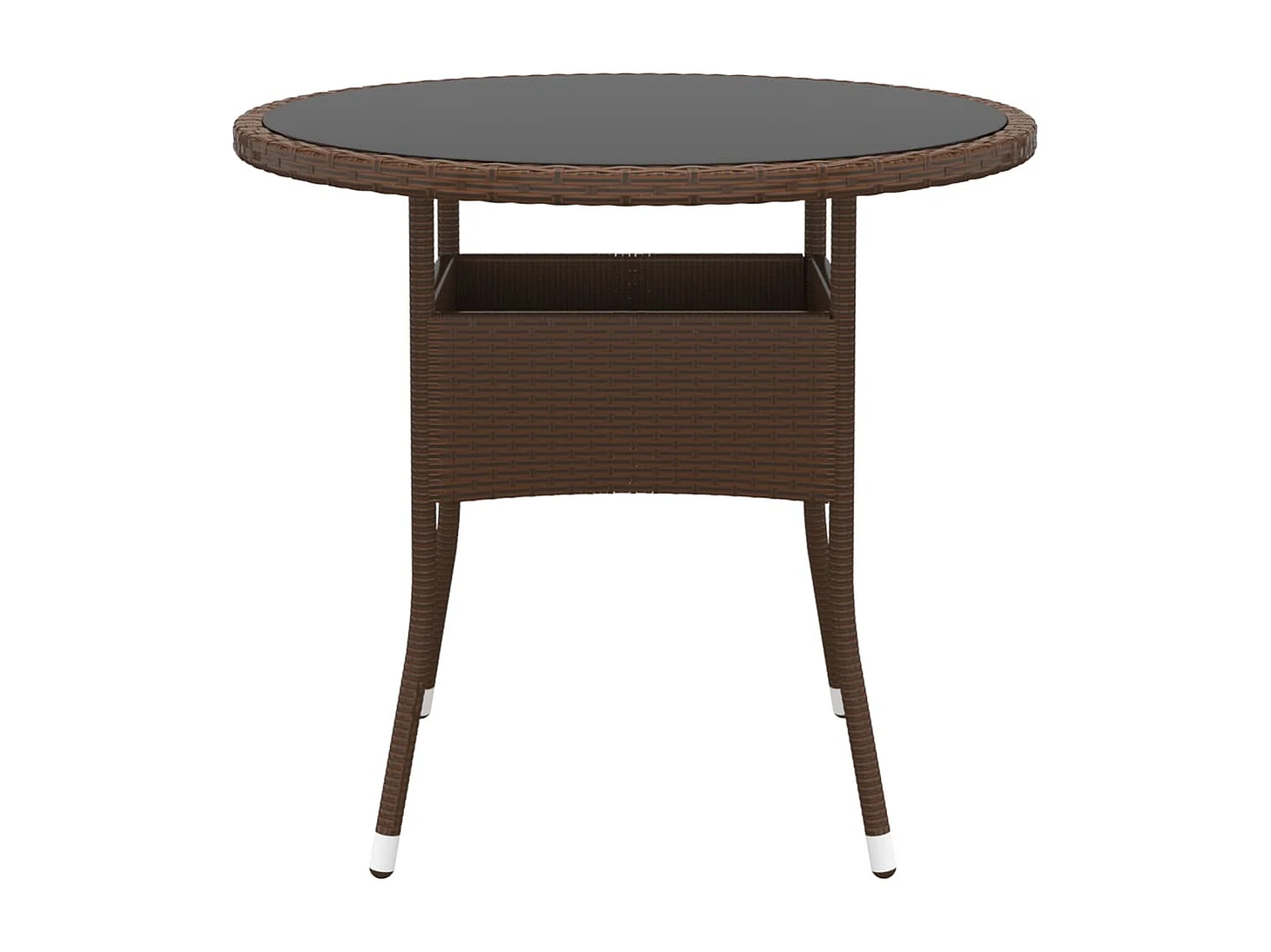Mesa de jardín Ø80x75 cm Cristal templado/resina trenzada Marrón