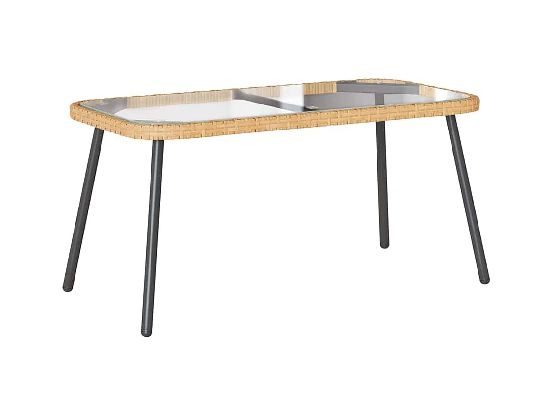 Table basse Marron et Noir 90 x 45 x 43 cm Poly Rattan et verre