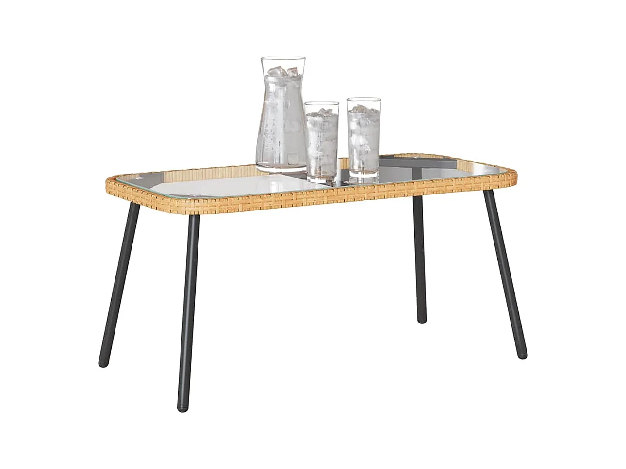 Table basse Marron et Noir 90 x 45 x 43 cm Poly Rattan et verre