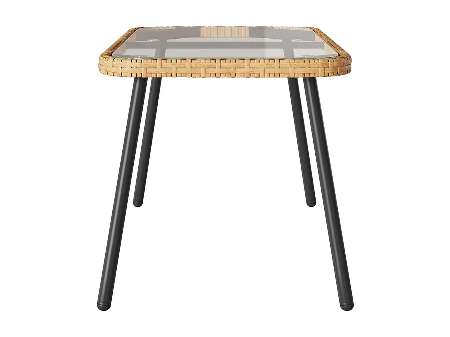 Table basse Marron et Noir 90 x 45 x 43 cm Poly Rattan et verre