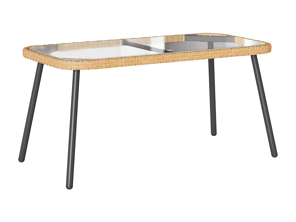 Table basse Marron et Noir 90 x 45 x 43 cm Poly Rattan et verre