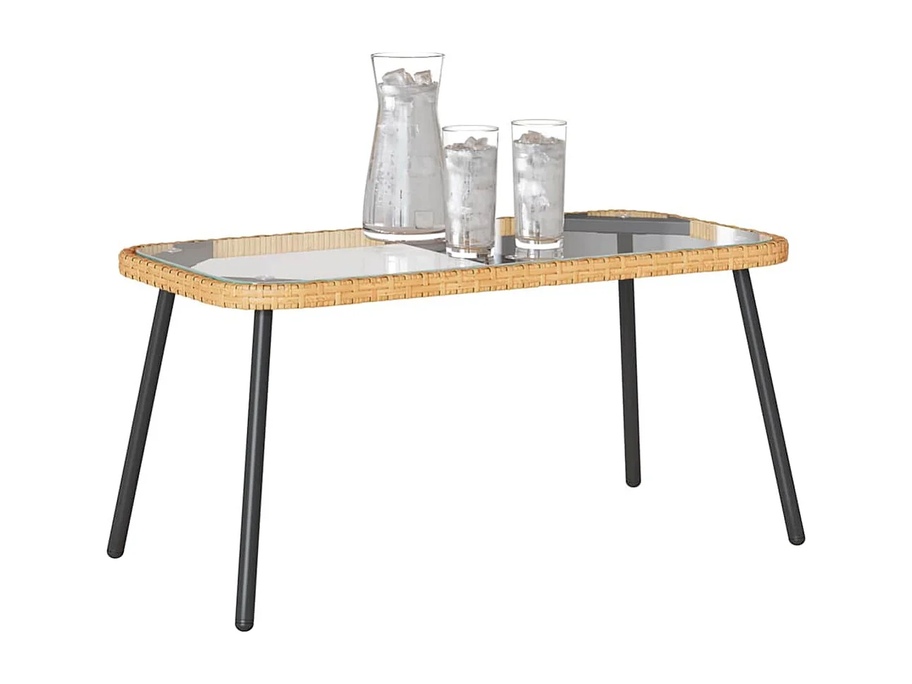 Table basse Marron et Noir 90 x 45 x 43 cm Poly Rattan et verre