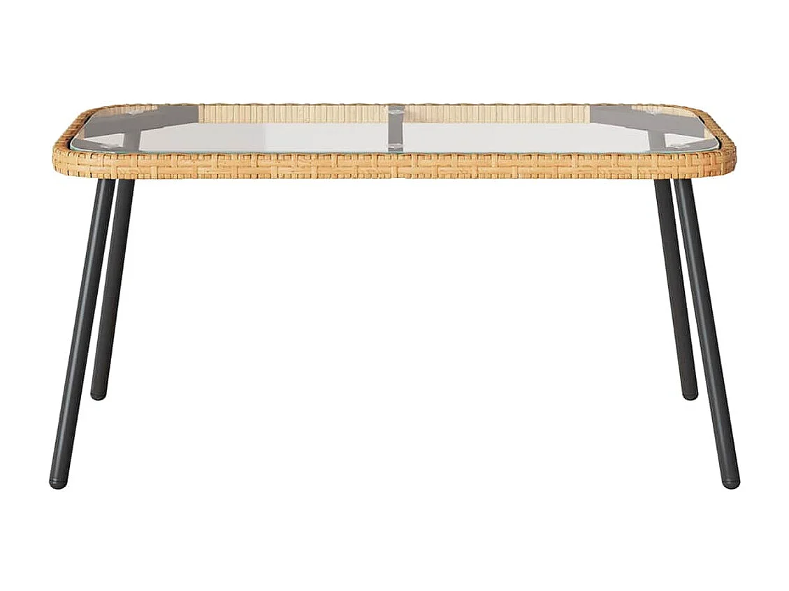 Table basse Marron et Noir 90 x 45 x 43 cm Poly Rattan et verre