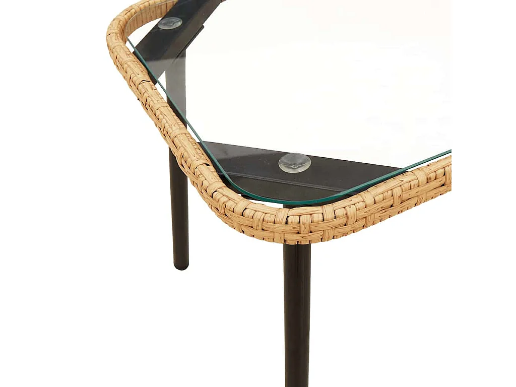 Table basse Marron et Noir 90 x 45 x 43 cm Poly Rattan et verre