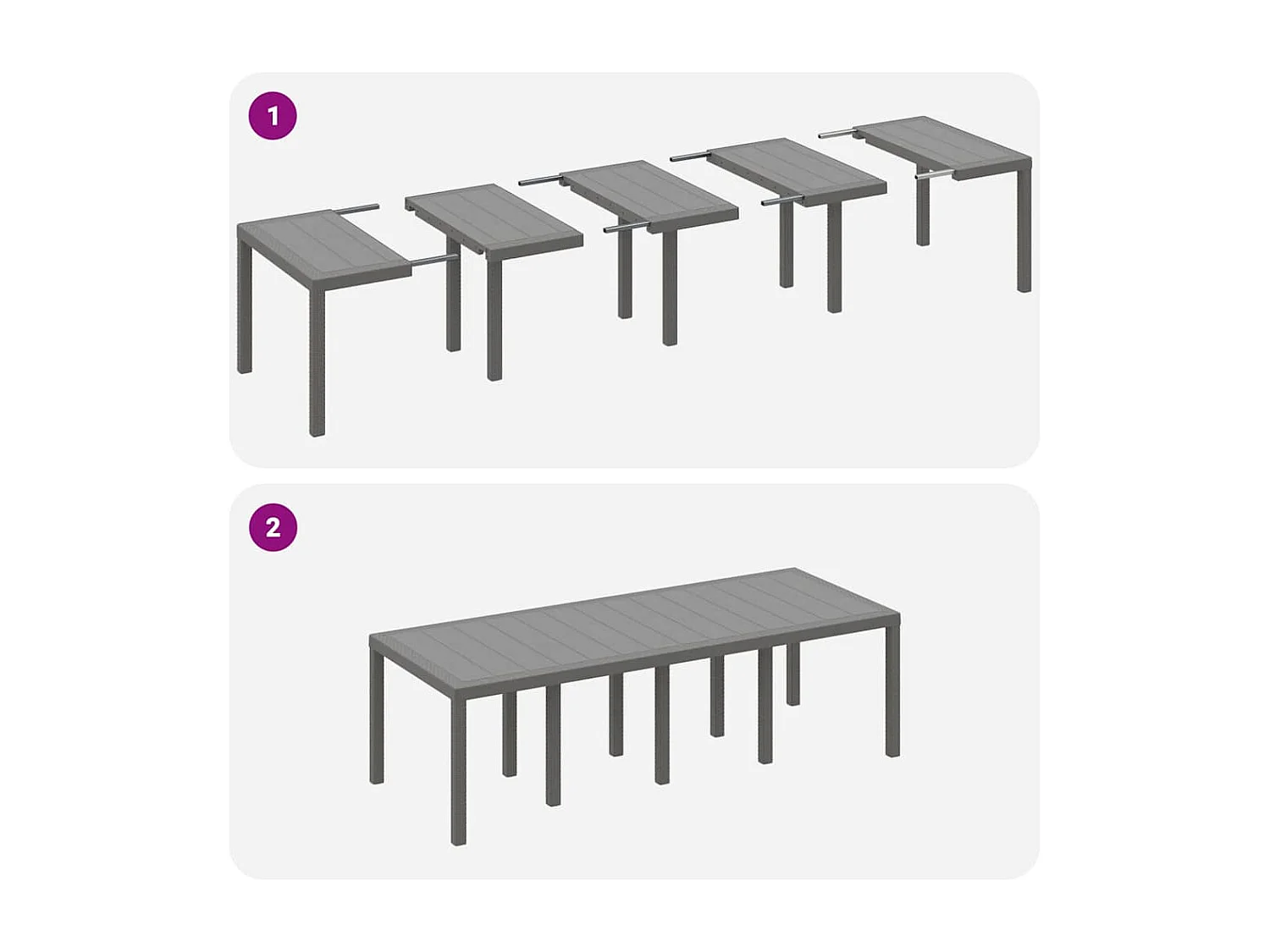 Table de Jardin Gris clair 250 x 100 x 73 cm polyrotin
