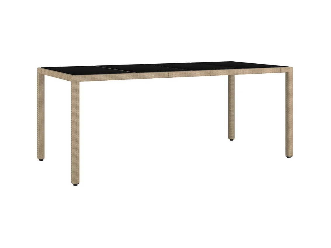 Tuintafel met glazen blad, geweven hars en gehard glas