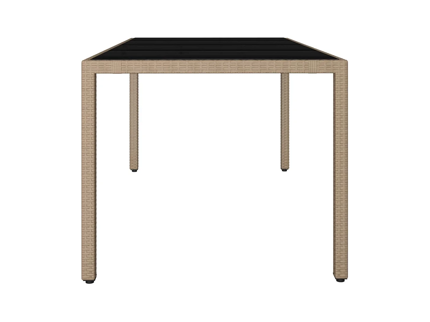 Tuintafel met glazen blad, geweven hars en gehard glas