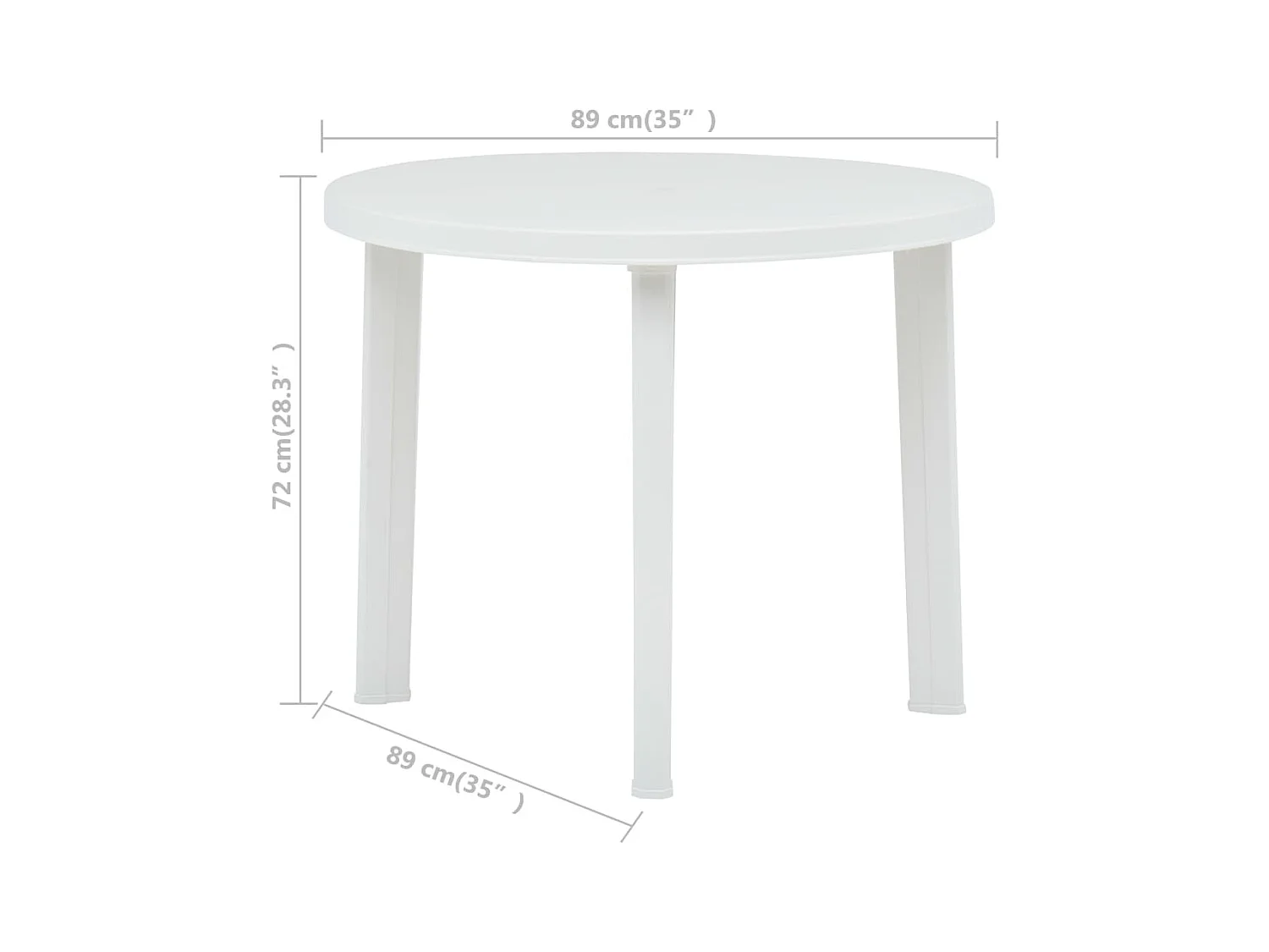 Witte tuintafel 89 cm kunststof