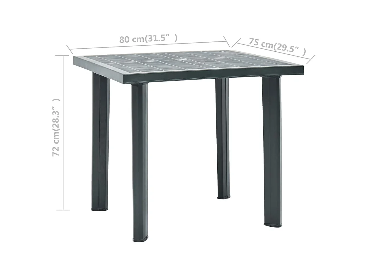 Groene tuintafel 80x75x72 cm Kunststof