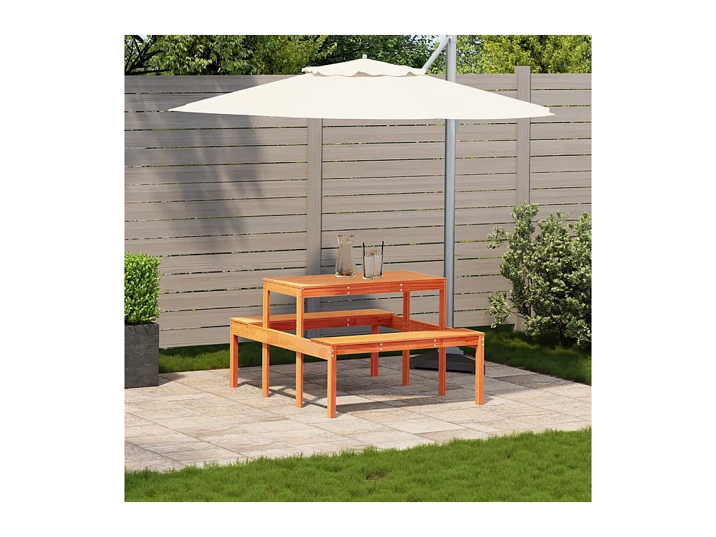 Bruine was picknicktafel 110x134x75 cm massief grenenhout