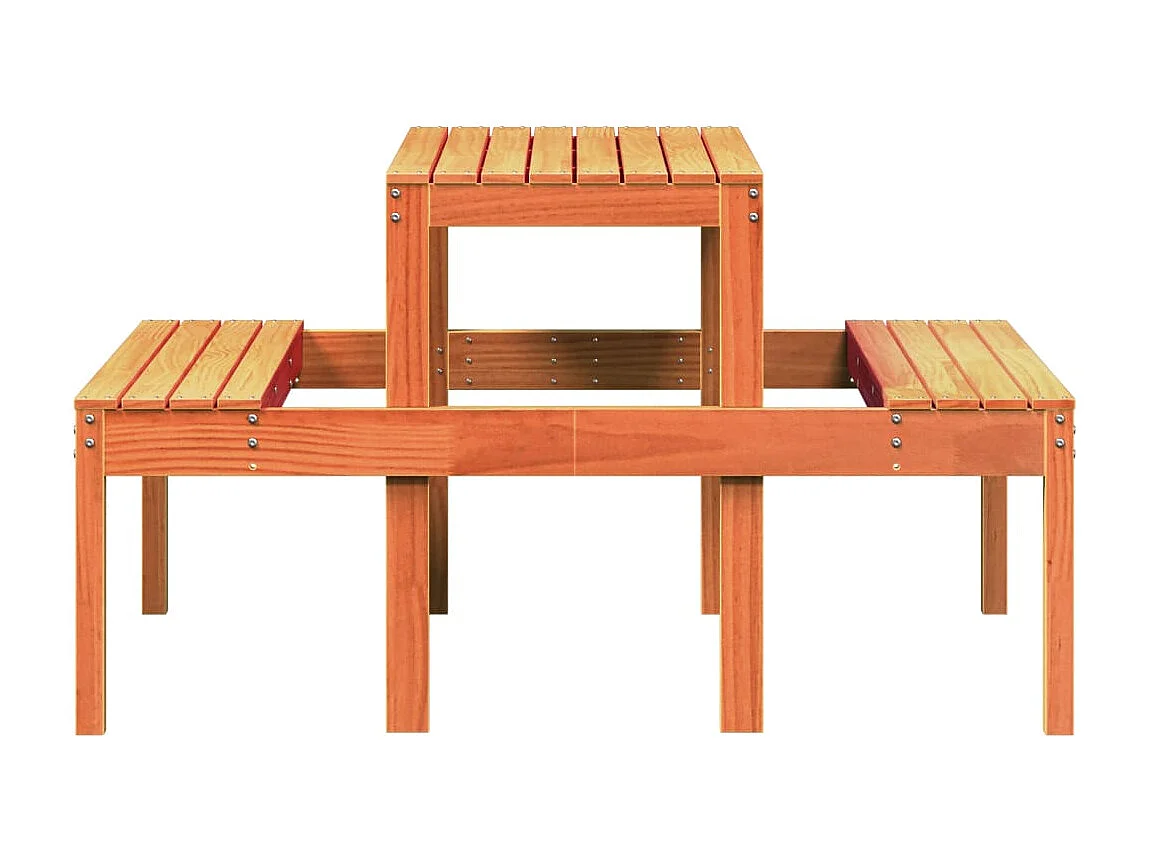 Mesa de picnic encerada marrón 110x134x75 cm madera maciza de pino