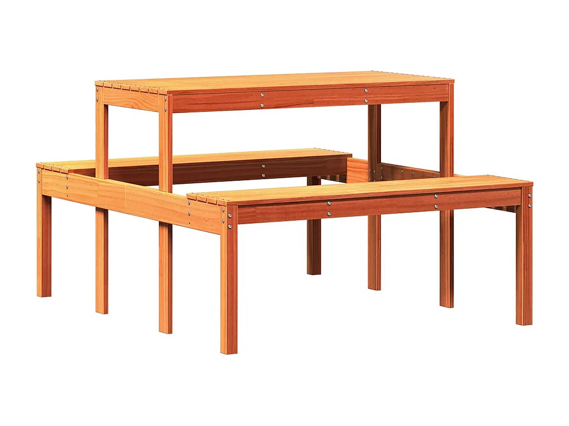 Mesa de picnic encerada marrón 110x134x75 cm madera maciza de pino