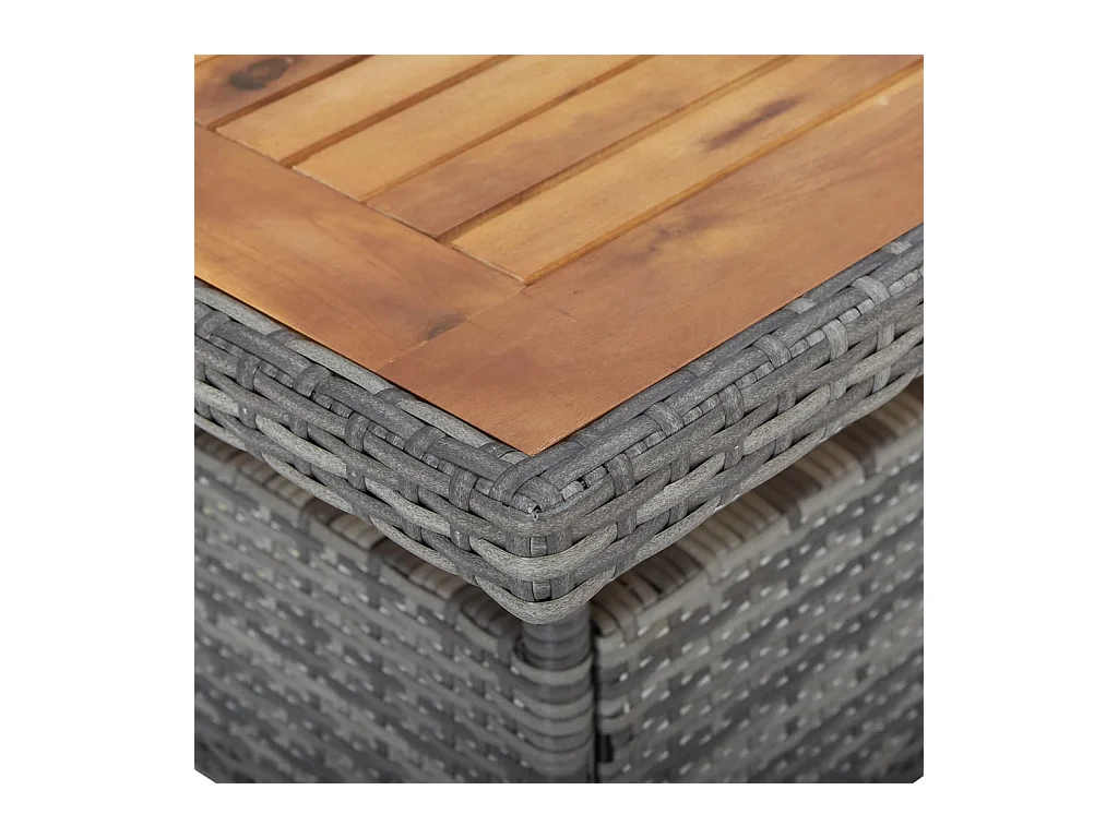 Grijze buitentafel van kunstharsriet en massief acaciahout