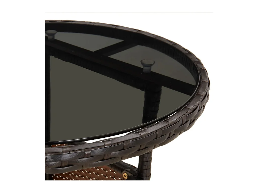 Tuintafel Ø60x75 cm Gehard glas/gevlochten hars Bruin