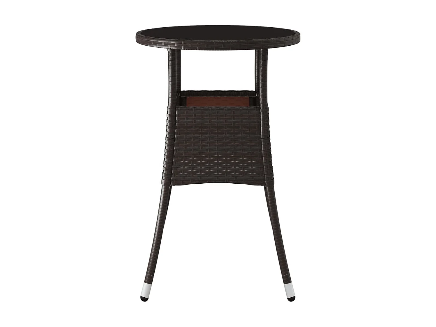 Mesa de jardín Ø60x75 cm Cristal templado/resina trenzada Marrón