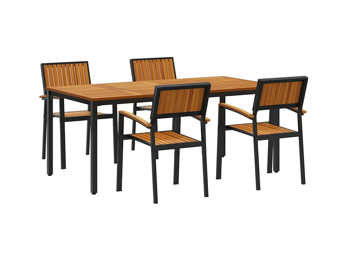 Set da pranzo da giardino 5 pezzi nero e marrone