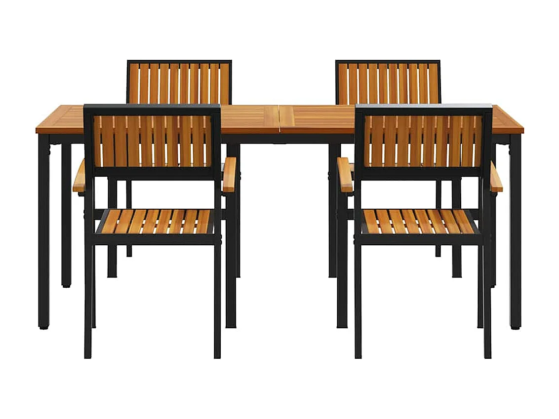 Set da pranzo da giardino 5 pezzi nero e marrone