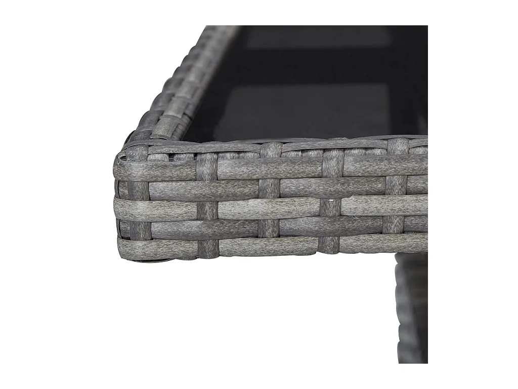 Eettafel voor buiten, grijs, van kunsthars, riet en glas