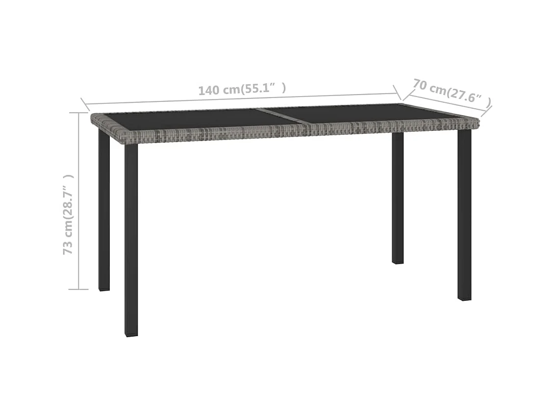 Tuintafel Grijs 140x70x73 cm Hars riet