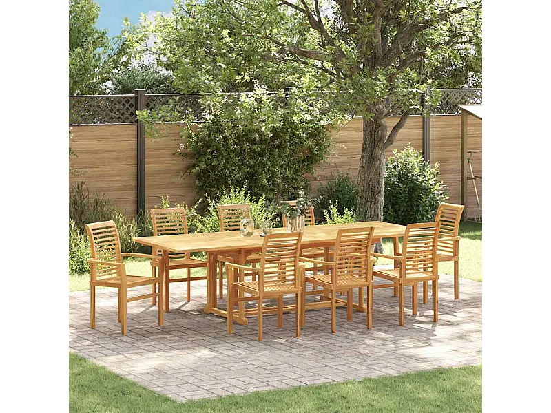 Ensemble de salle à manger pour jardin 9 pcs Marron