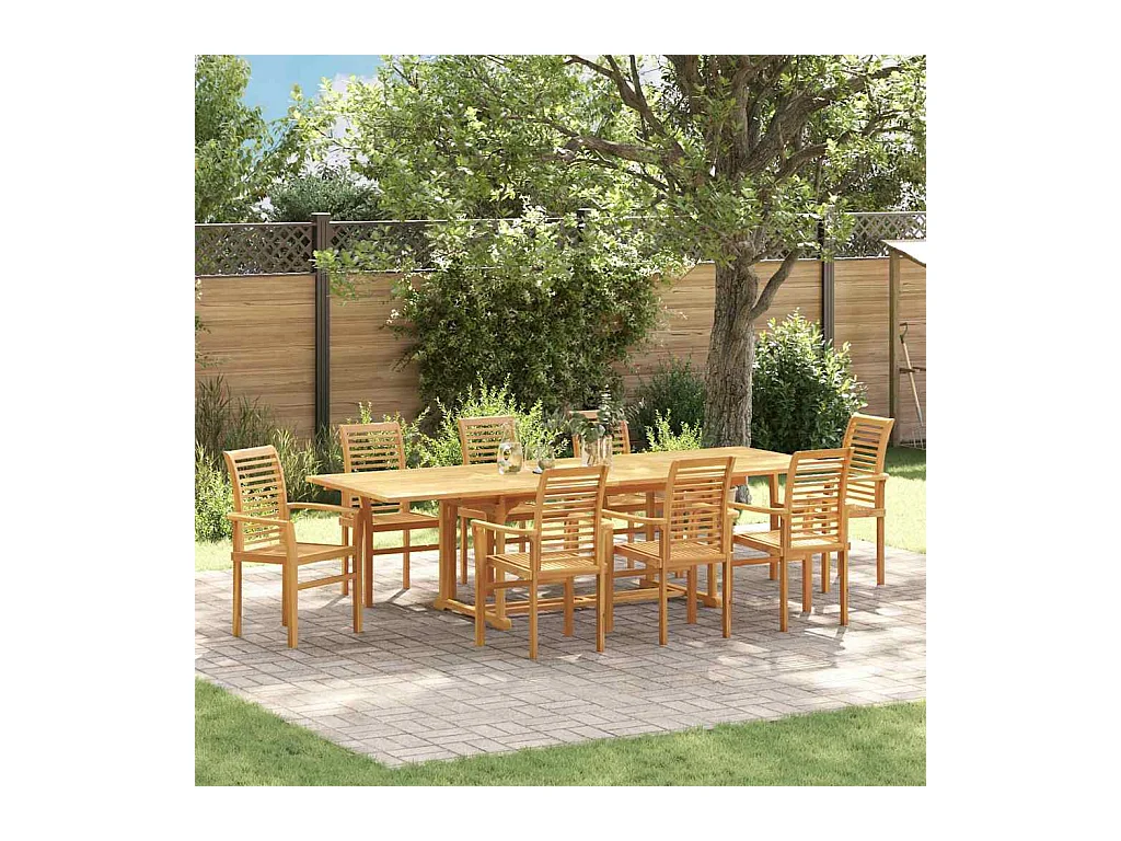 Ensemble de salle à manger pour jardin 9 pcs Marron