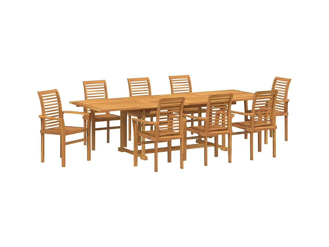 Ensemble de salle à manger pour jardin 9 pcs Marron