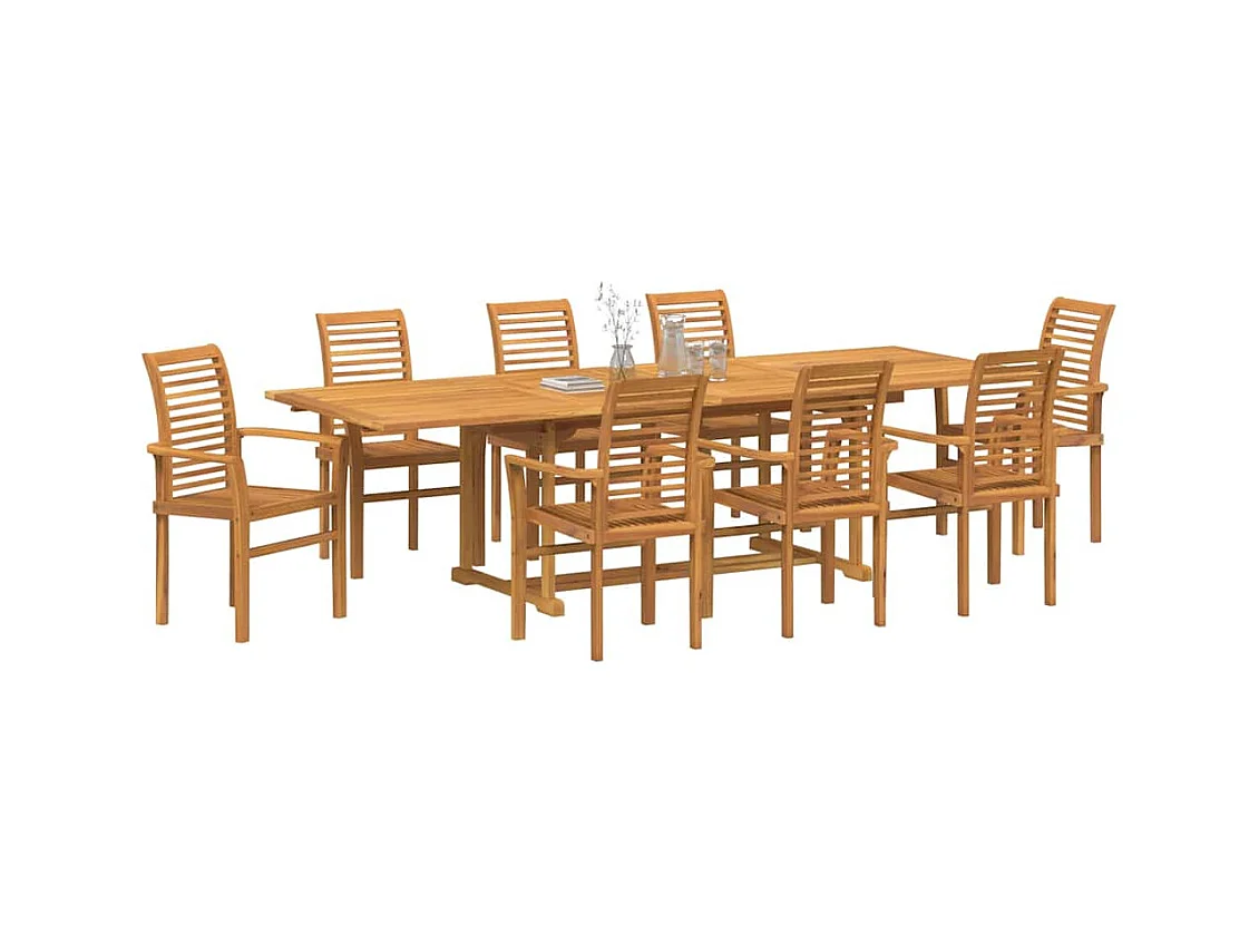 Ensemble de salle à manger pour jardin 9 pcs Marron