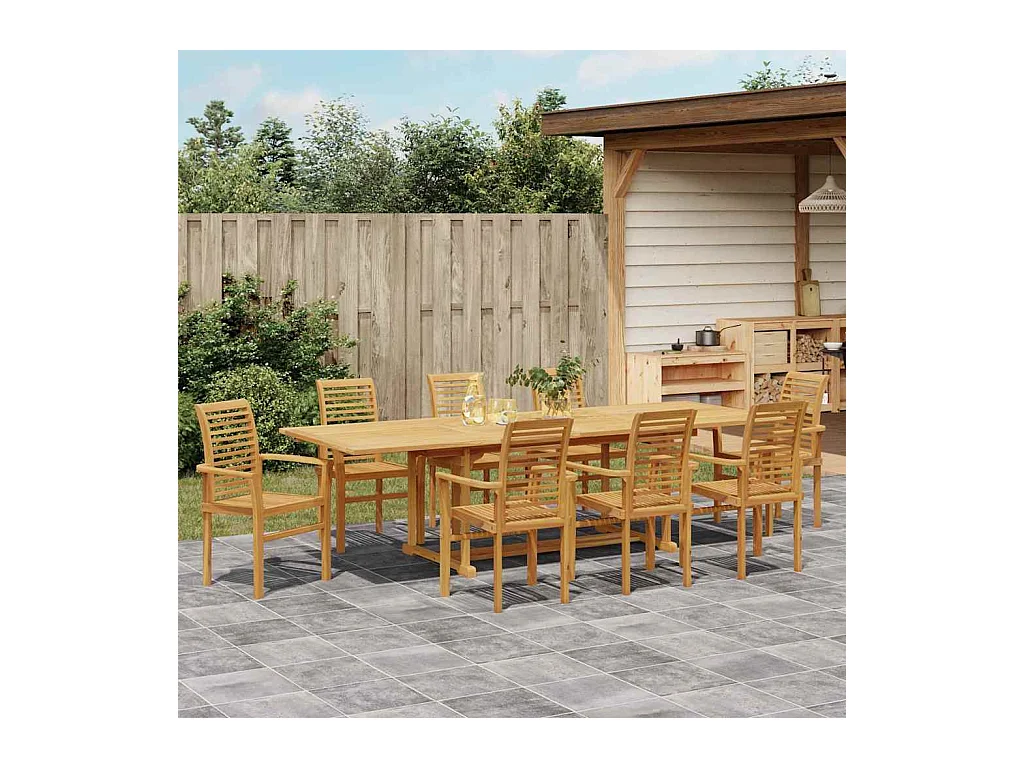 Ensemble de salle à manger pour jardin 9 pcs Marron