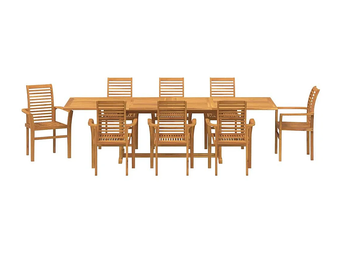 Ensemble de salle à manger pour jardin 9 pcs Marron