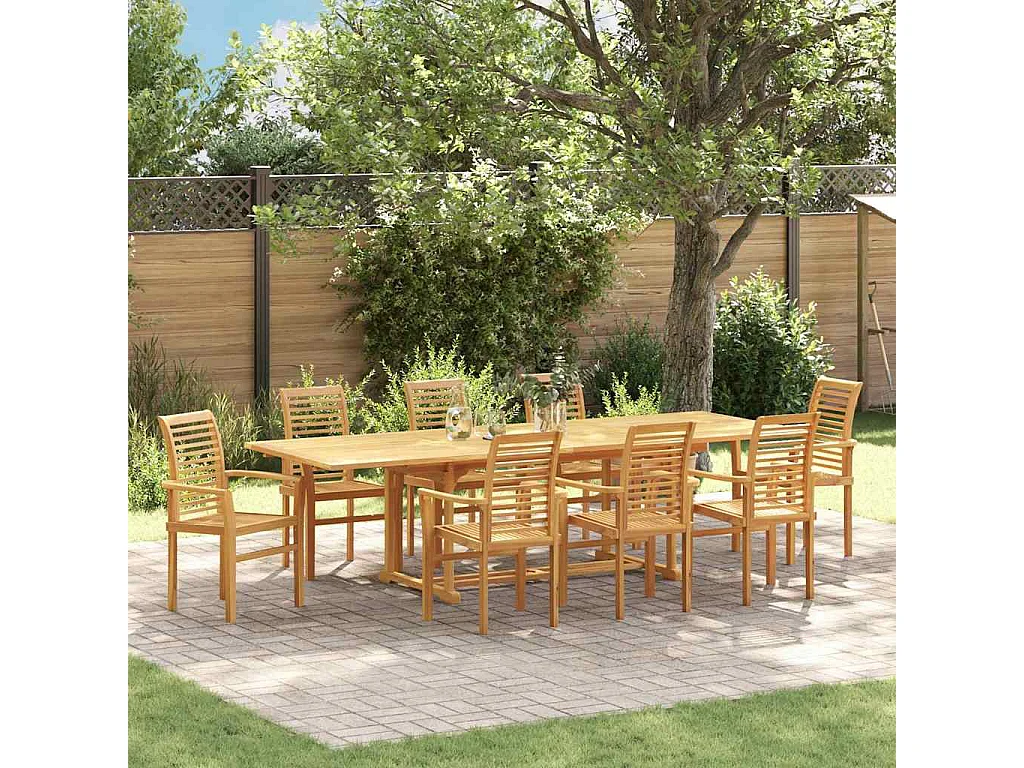 Ensemble de salle à manger pour jardin 9 pcs Marron