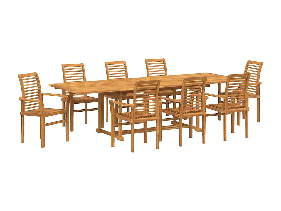 Ensemble de salle à manger pour jardin 9 pcs Marron