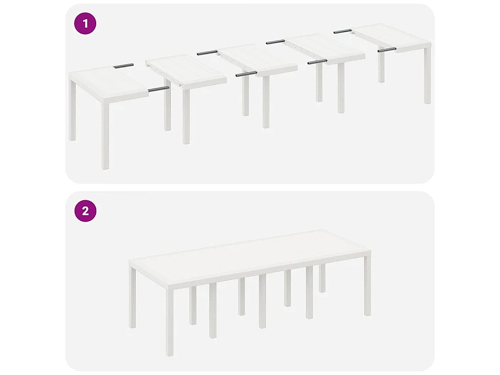 Tavolo da giardino bianco 250 x 100 x 73 cm in polyrattan