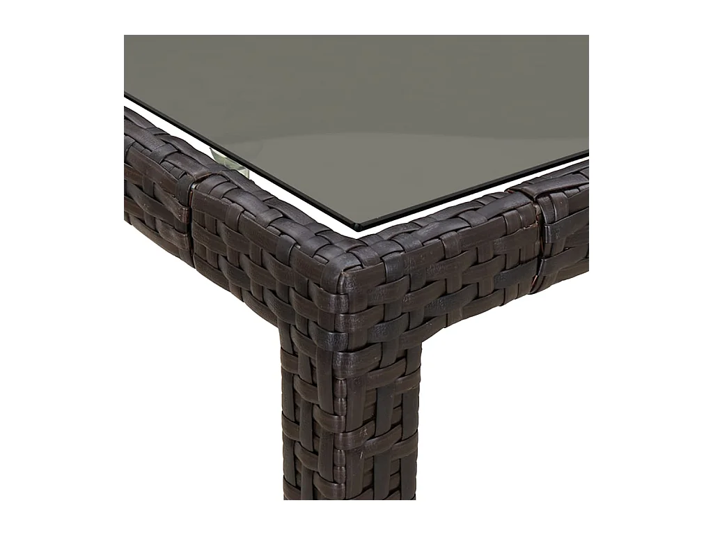 Bruine tuintafel 190x90x75 cm Gehard glas/gevlochten hars