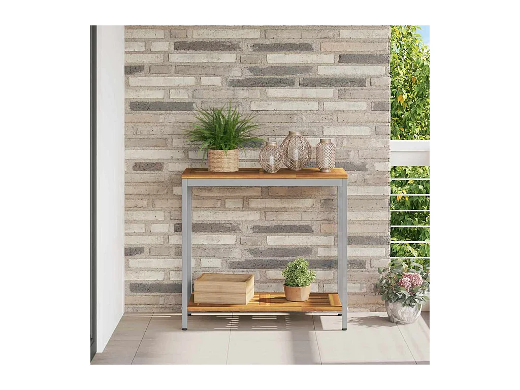 Table de jardin avec stockage Naturel et gris 80 x 35 x 75 cm