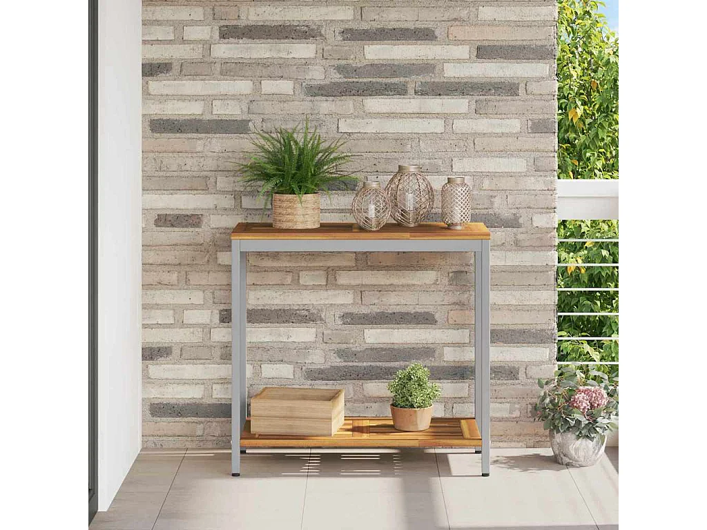 Table de jardin avec stockage Naturel et gris 80 x 35 x 75 cm