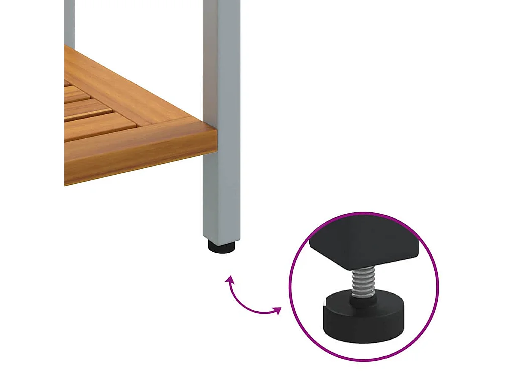 Table de jardin avec stockage Naturel et gris 80 x 35 x 75 cm