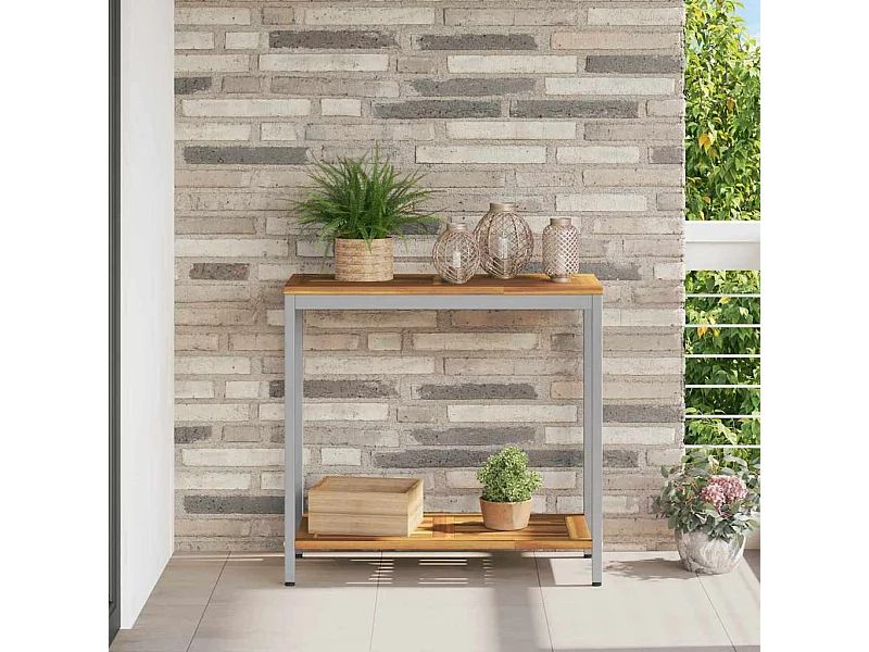 Table de jardin avec stockage Naturel et gris 80 x 35 x 75 cm