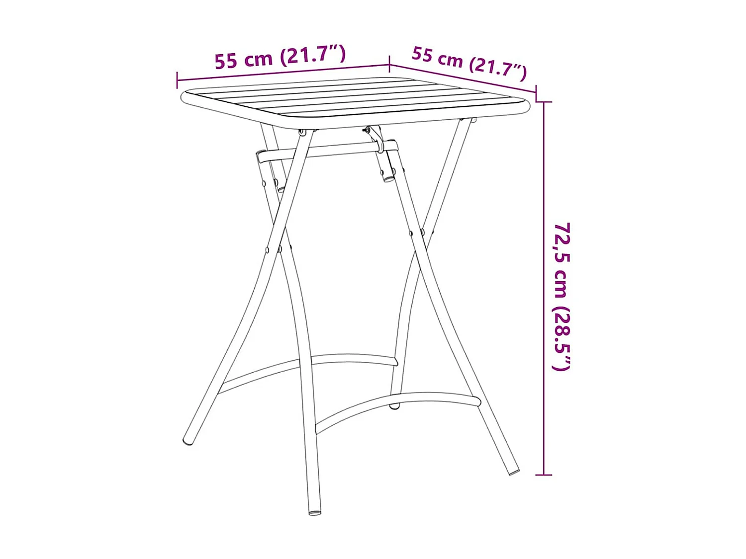 Table de Jardin Anthracite 55 x 55 x 73 cm