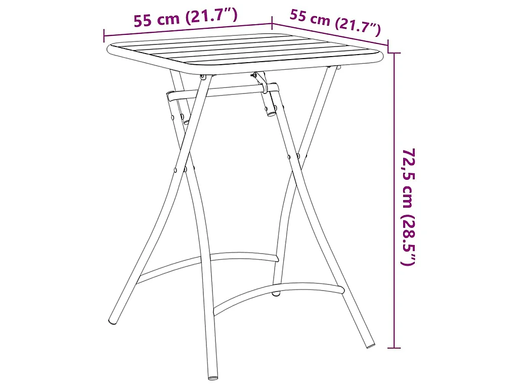 Tavolo da giardino antracite 55 x 55 x 73 cm