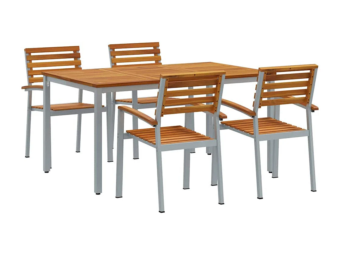 Ensemble de salle à manger pour jardin 5 pcs Gris et marron