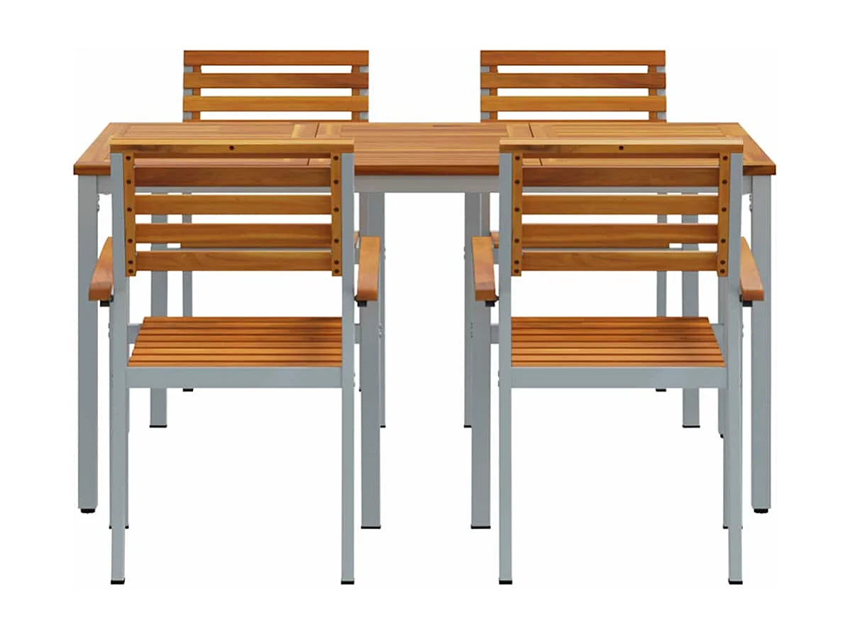 Ensemble de salle à manger pour jardin 5 pcs Gris et marron
