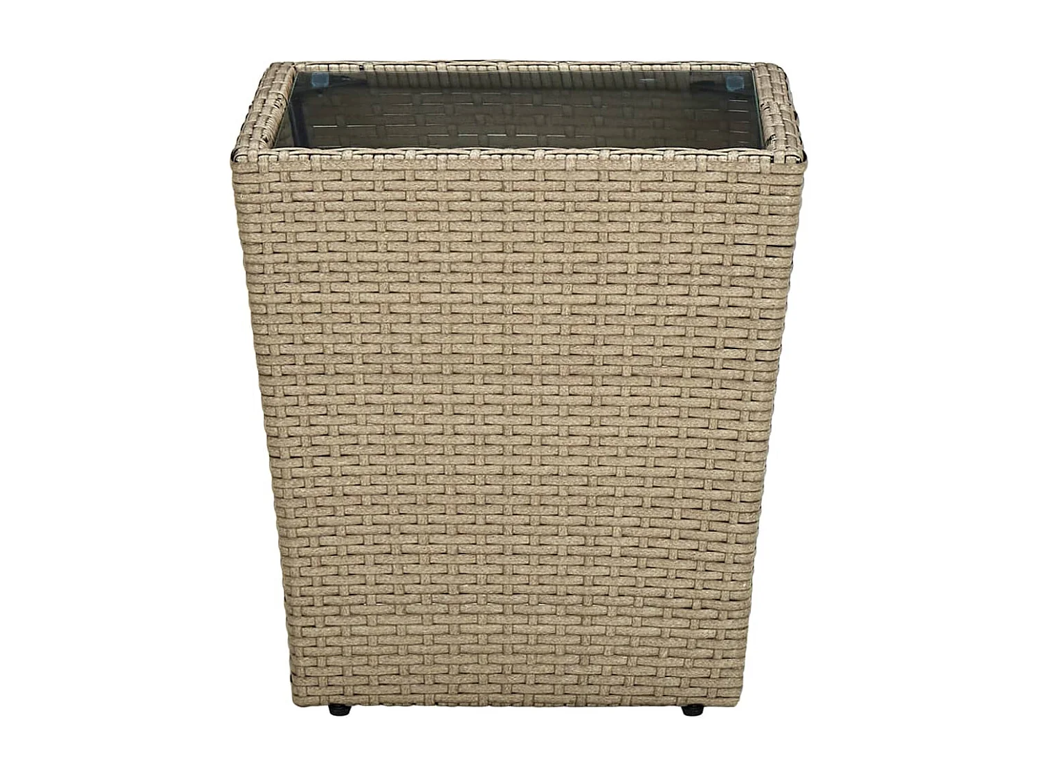 Beige theetafel 41,5x41,5x44cm Geweven hars en gehard glas