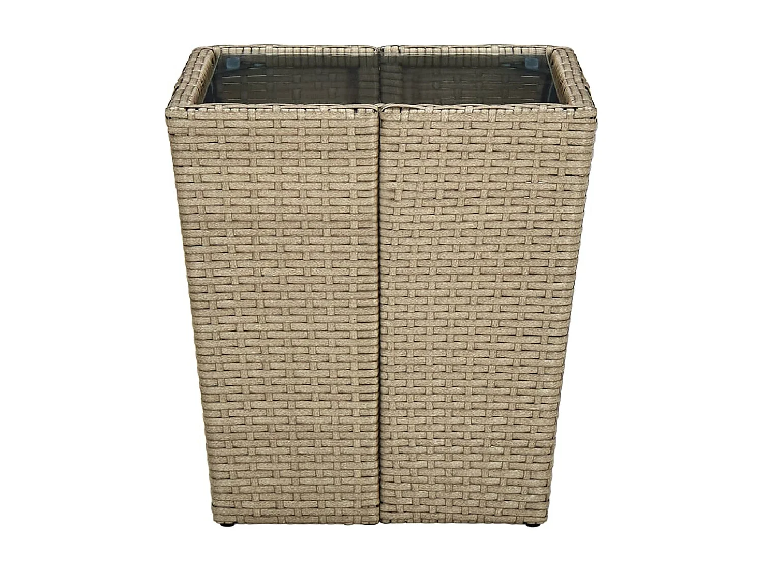 Beige theetafel 41,5x41,5x44cm Geweven hars en gehard glas