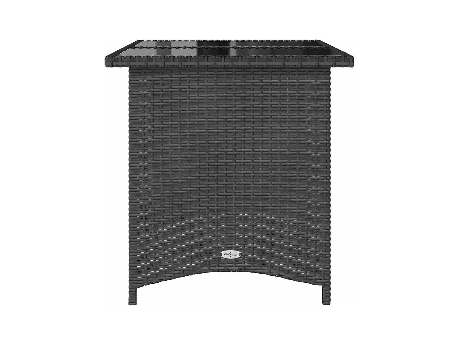 Tuintafel met zwart glazen blad 110x68x70 polyrotan