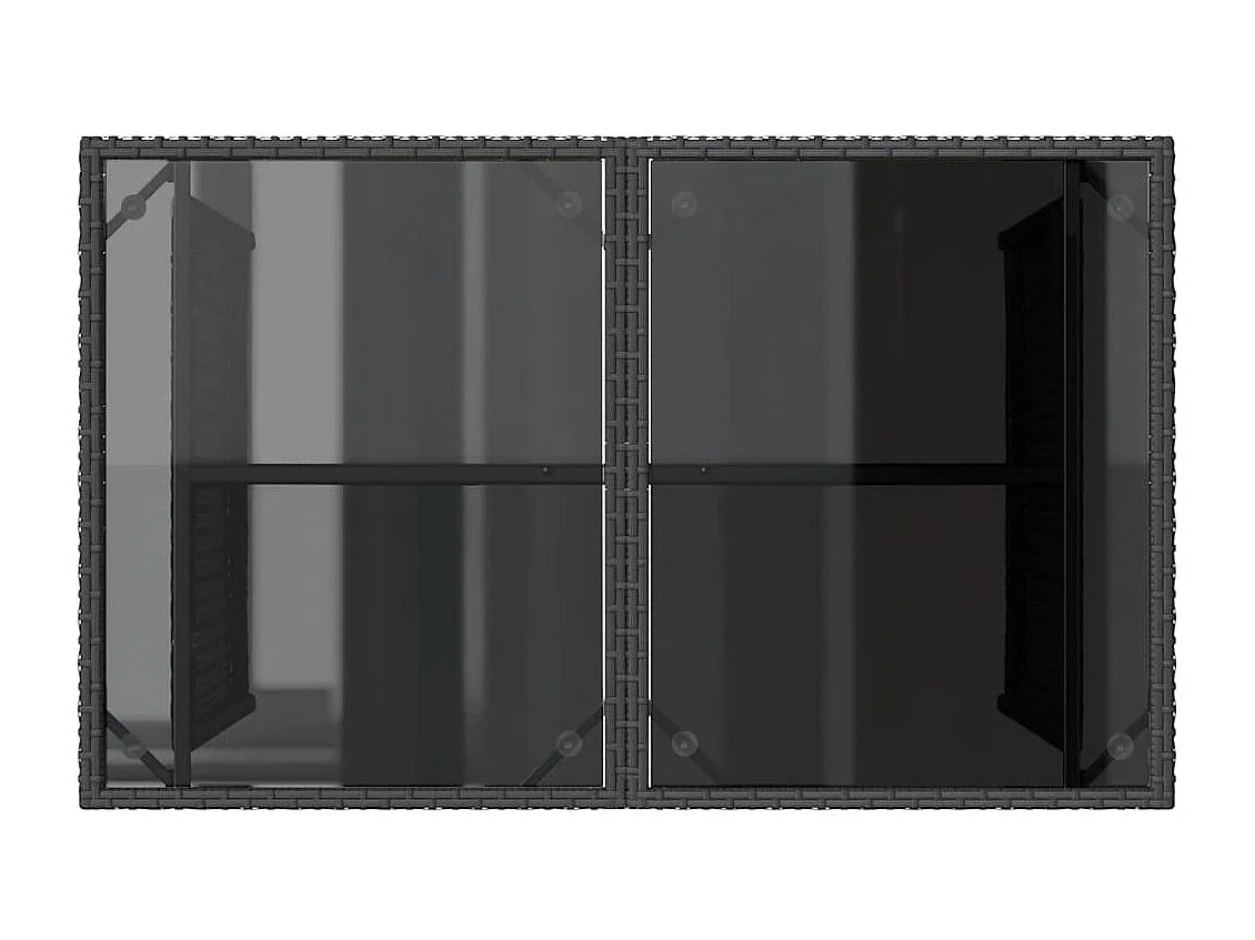 Tuintafel met zwart glazen blad 110x68x70 polyrotan