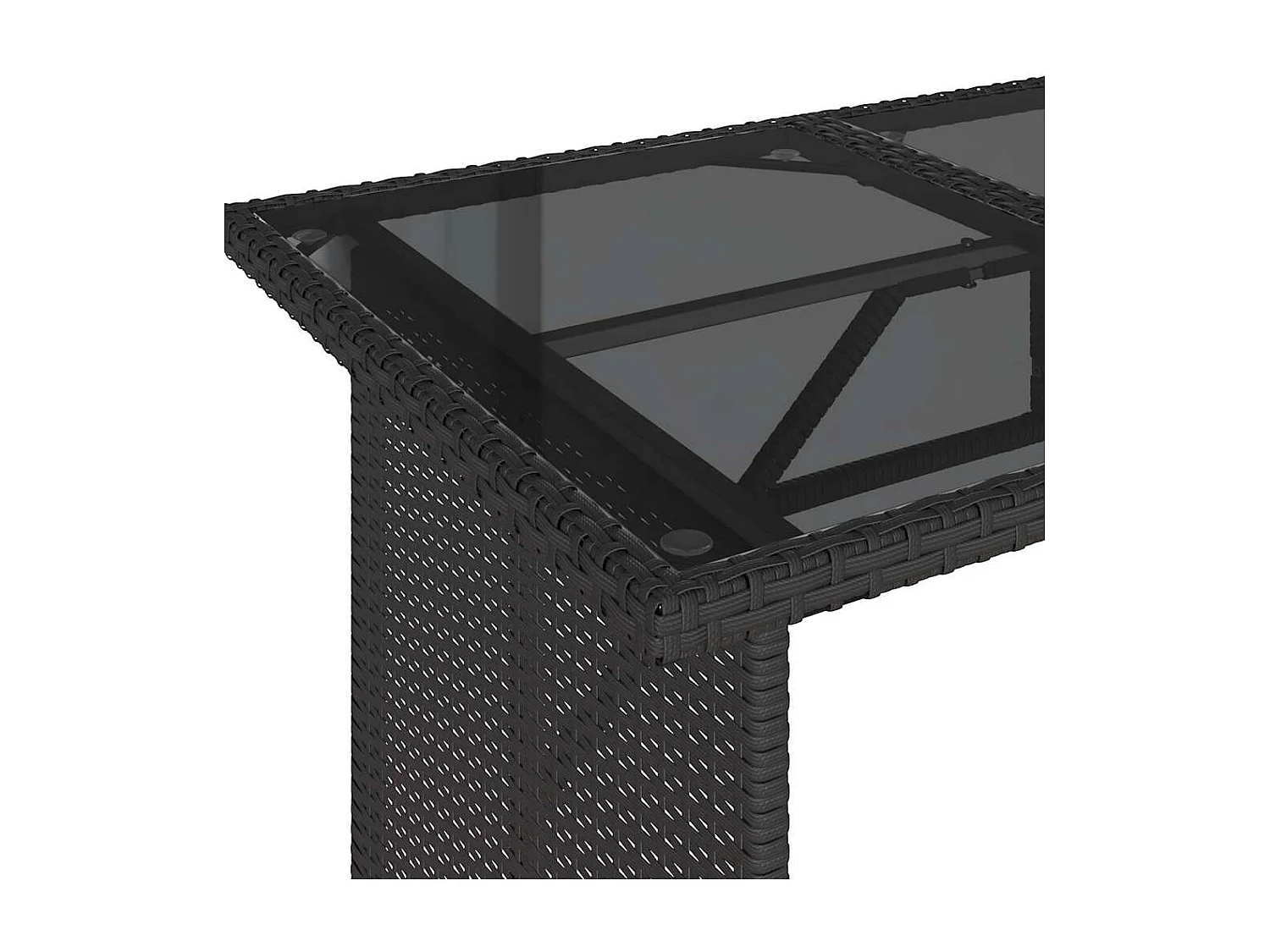 Tuintafel met zwart glazen blad 110x68x70 polyrotan