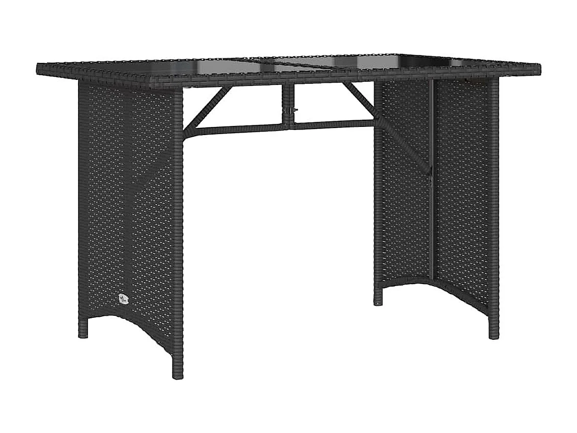 Tavolo da giardino con piano in vetro nero 110x68x70 in polyrattan